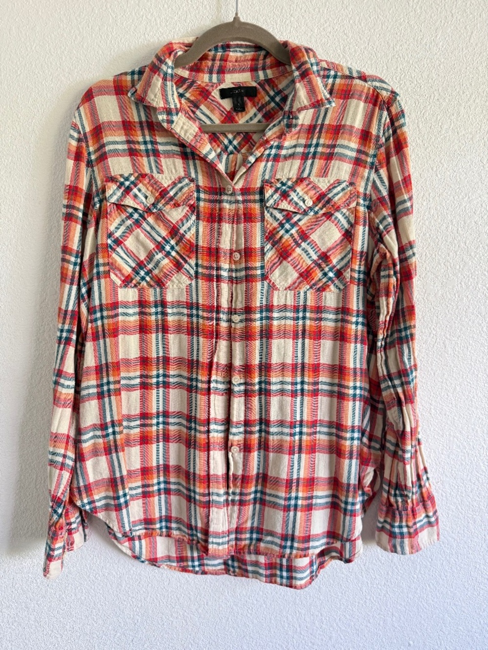 J.Crew Plaid Button Down Shirt Womens 8 Cotton Flannel